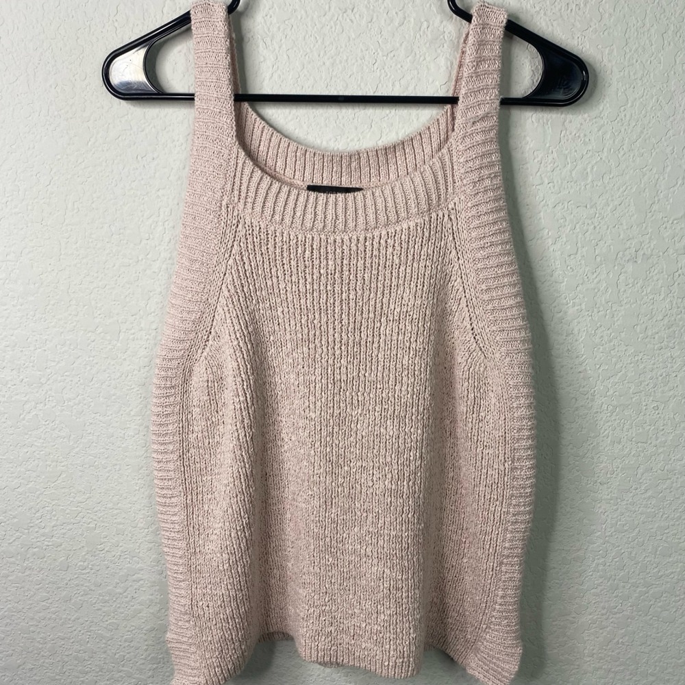 J.Crew Sweater‎ Tank Top Womens L Pink Ribbed Knit Coquette Romantic Minimalist